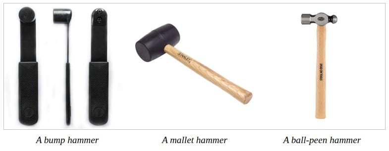 Three different type of hammers