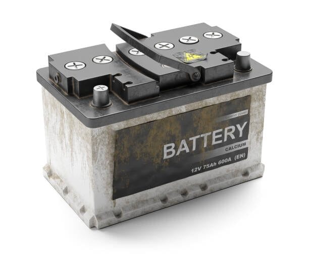 A car battery on a white background