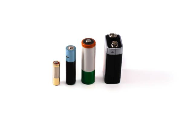 Four different types of batteries displayed on a white background