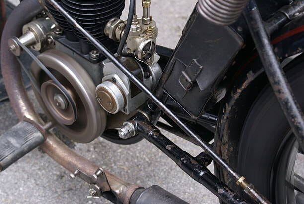 A close up of a motorcycle engine