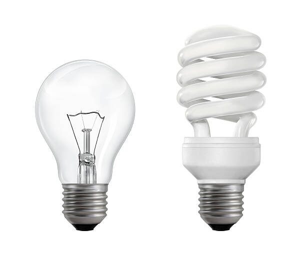 Two light bulbs on a white background, demonstrating illumination