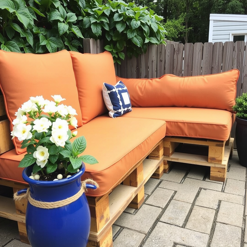 8. Make a cozy outdoor seating area with pallet furniture