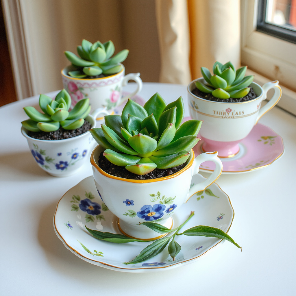Item 4: Teacups and Saucers as Charming Planters