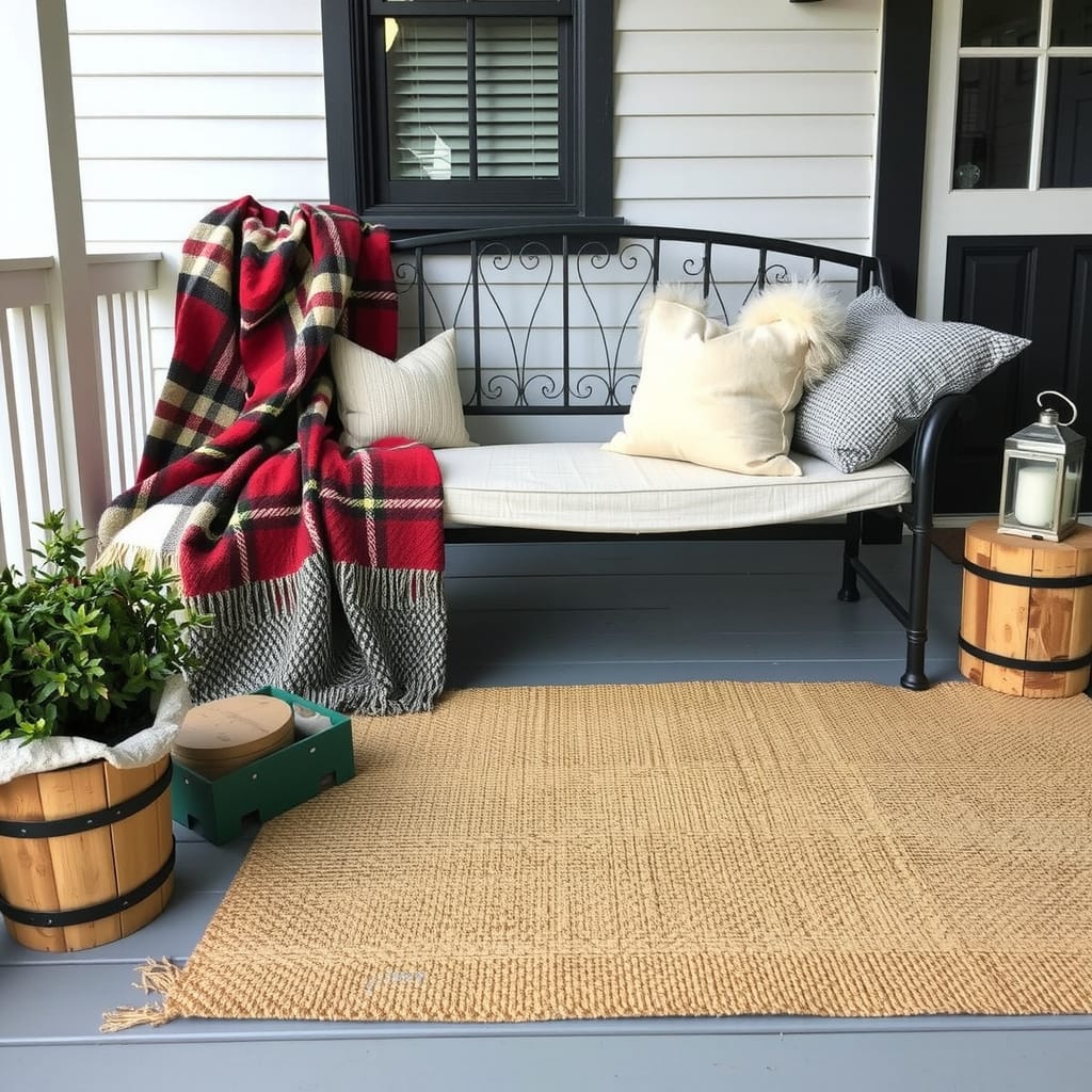 Layered Porch Textures And Cozy Seating