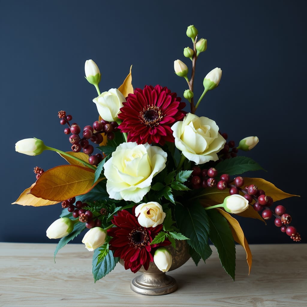 Moody Floral Arrangements With Autumnal Foliage