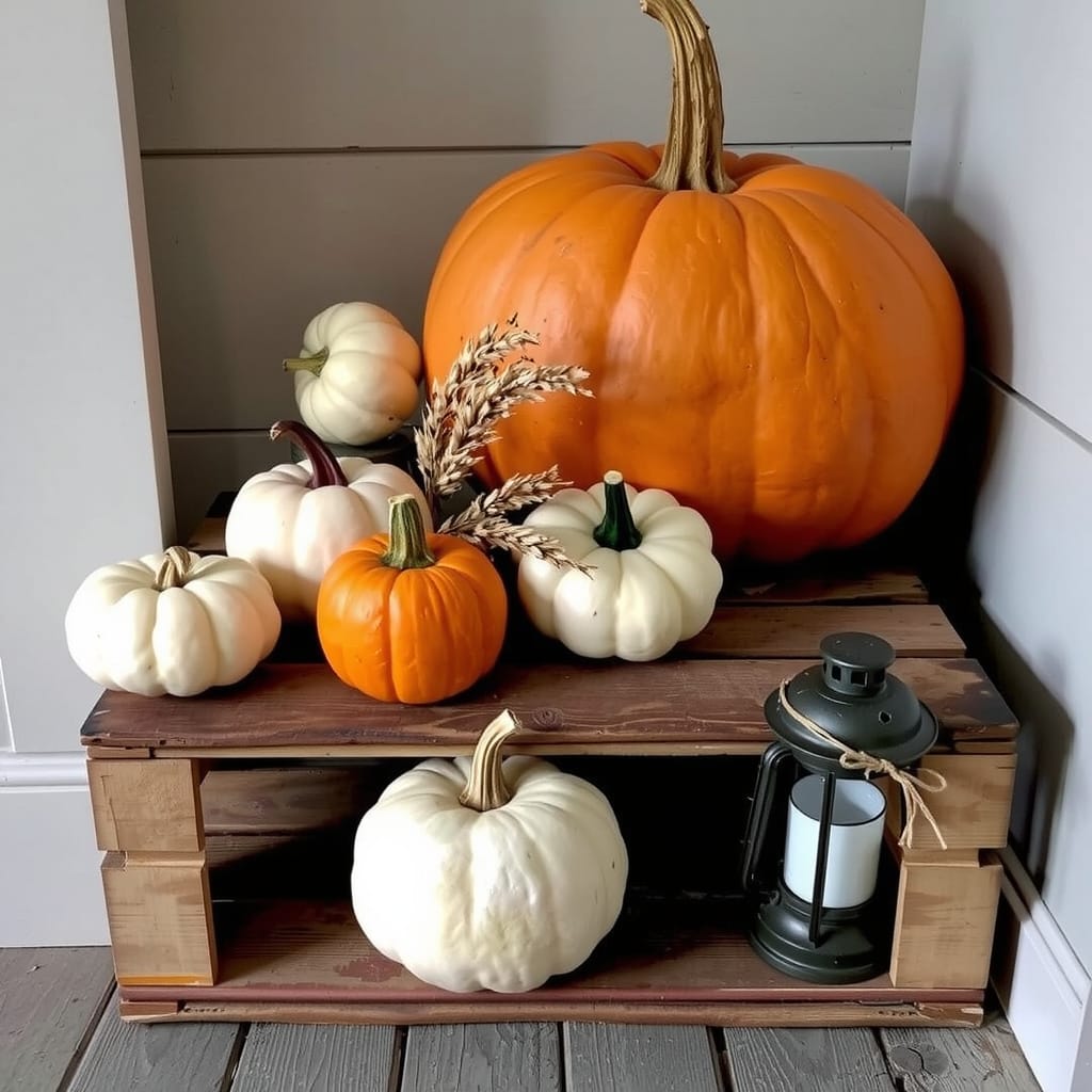 Rustic Entry Pumpkin Display