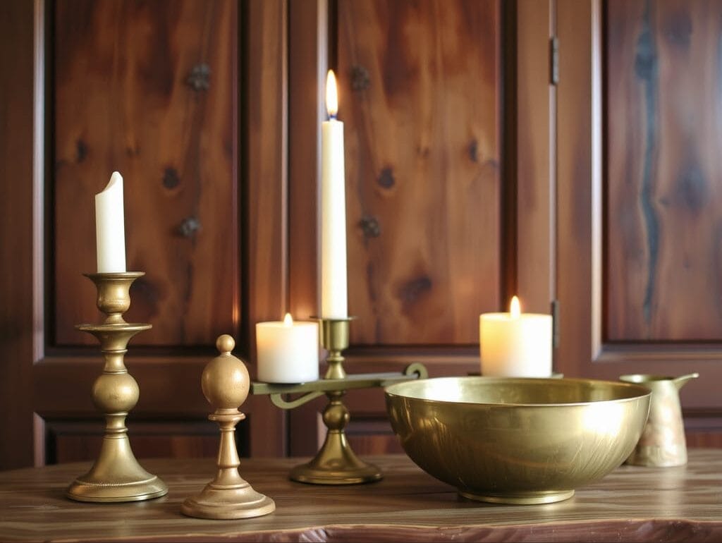 Warm Metallic Accents And Aged Brass Touches