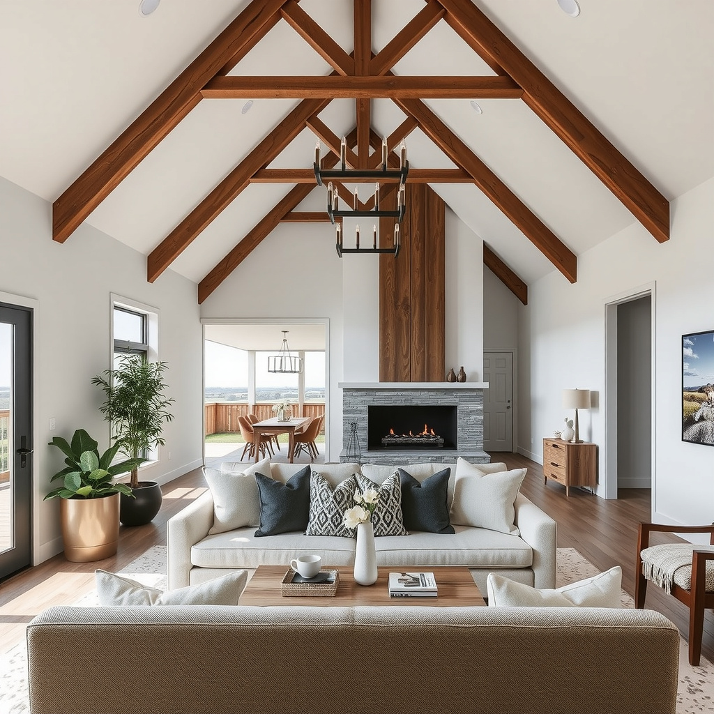 2) Open-Concept Living Spaces with Vaulted Ceilings