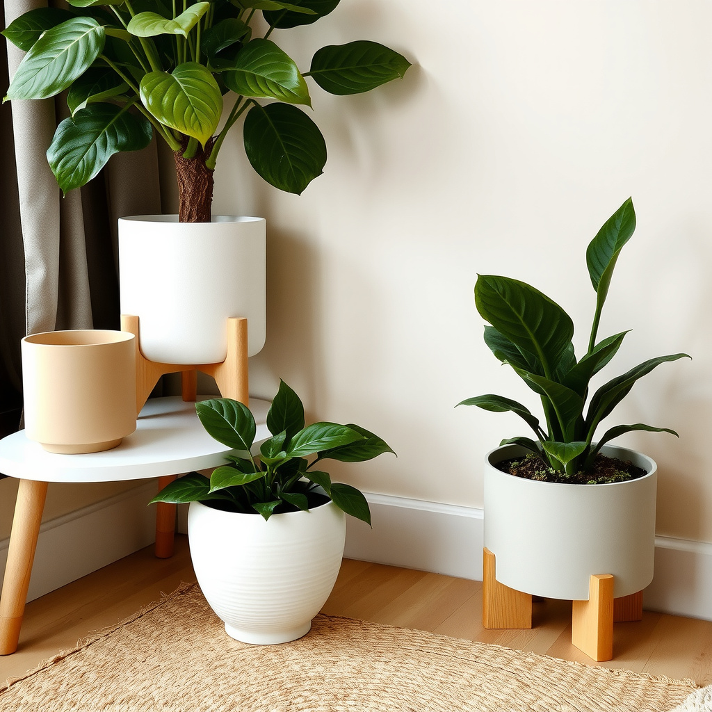 6) Incorporate fresh greenery in chic ceramic pots.