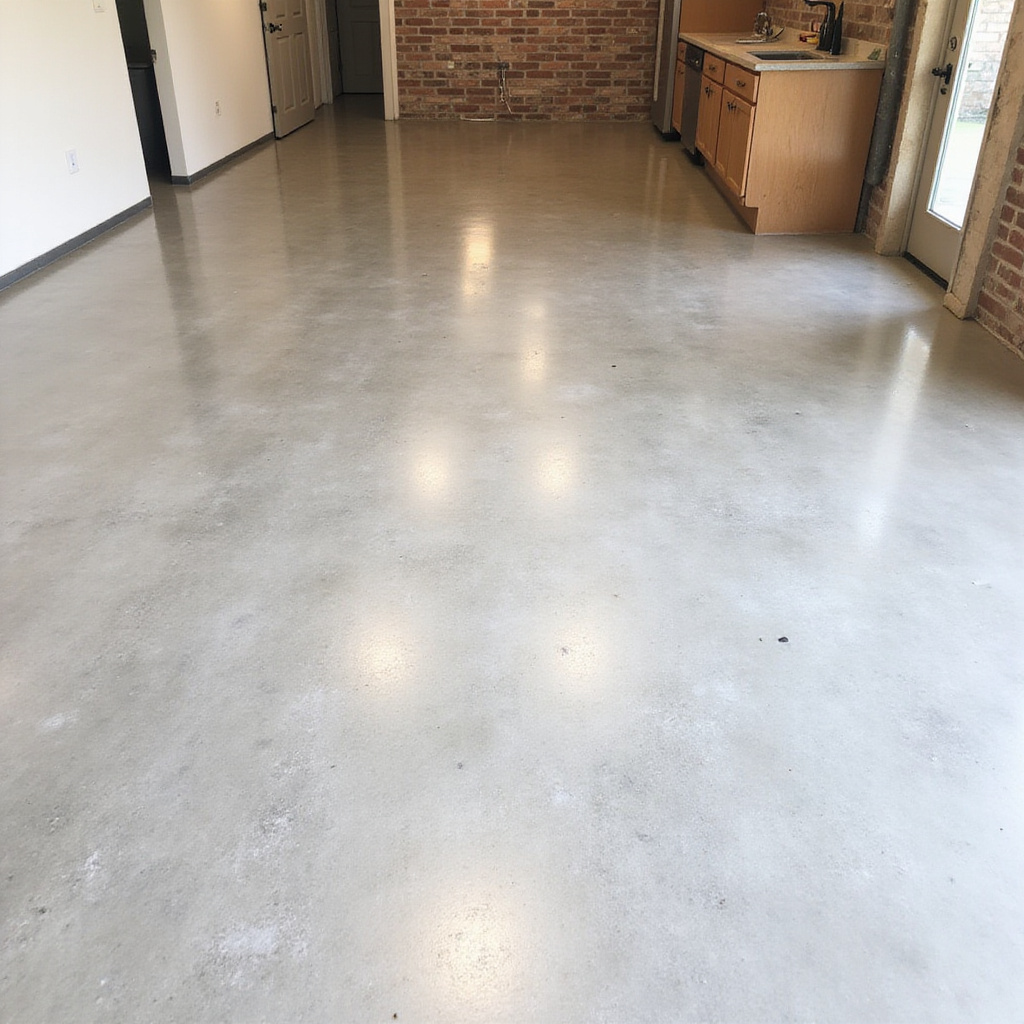 Concrete floors polished to a high shine for an industrial look