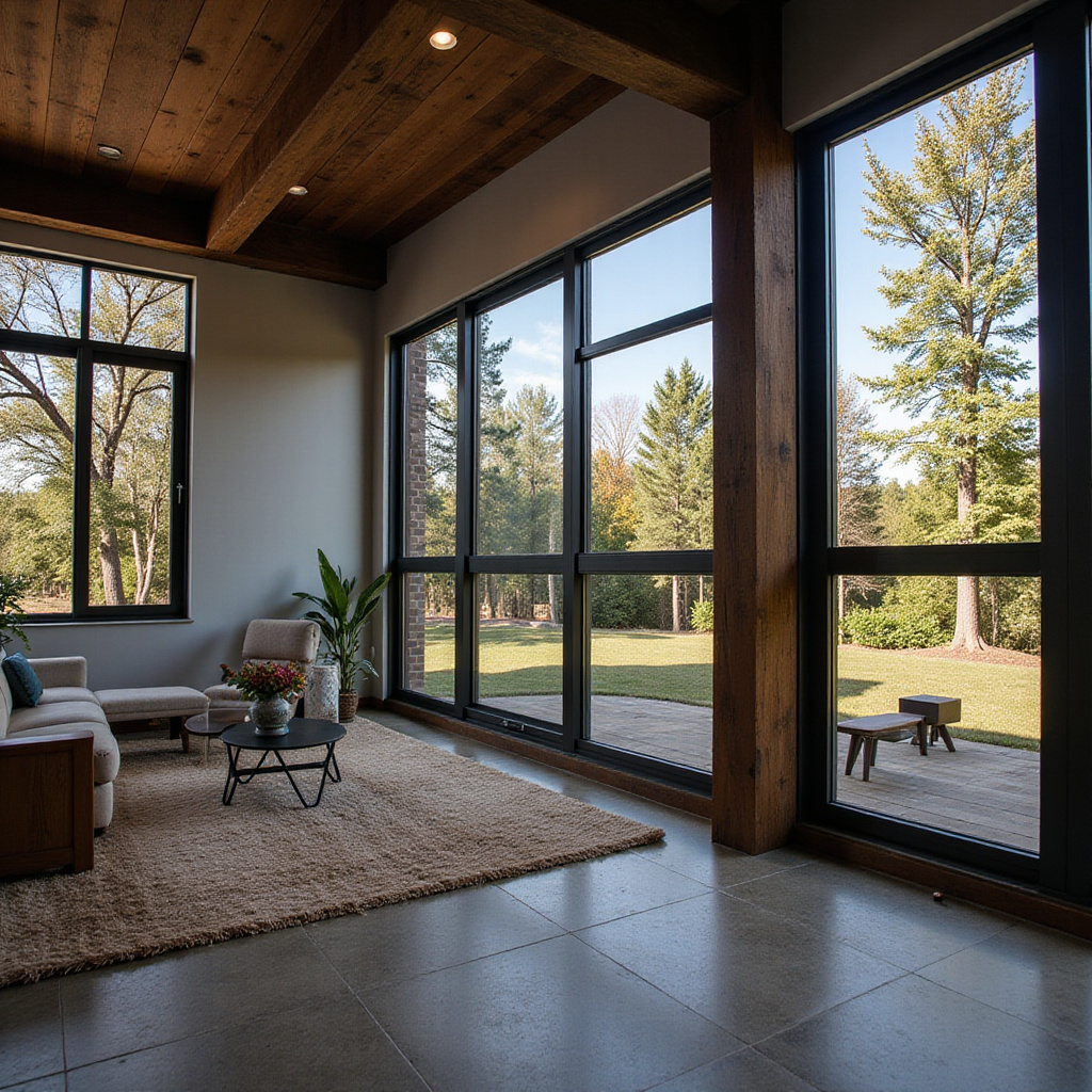 Installing oversized black-framed windows for a modern touch