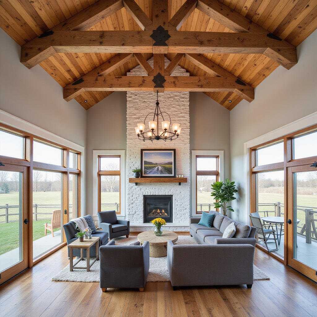 Midwest Barndominium Featuring Timber Ceiling Beams