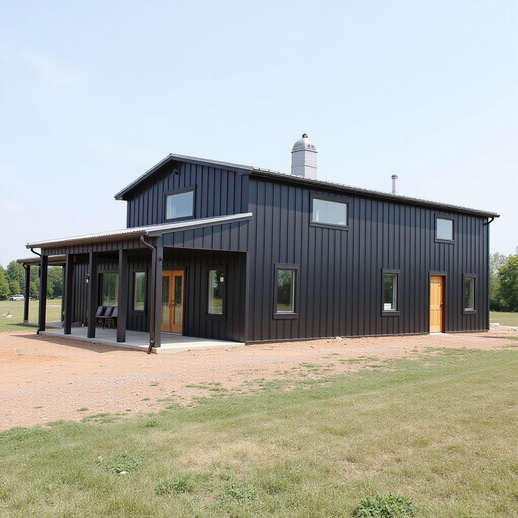 Modern Small Barndominium with Minimalist Roofline