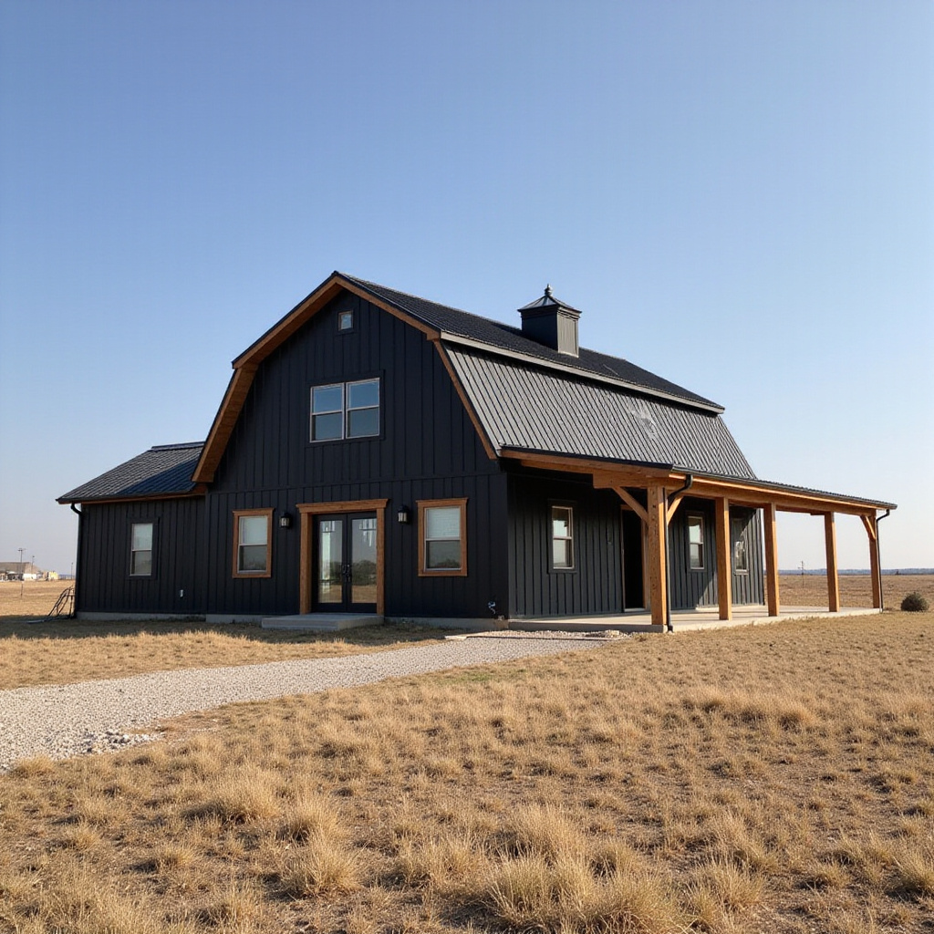 Hill Country Black-and-Wood Barndominium (Fredericksburg, TX)